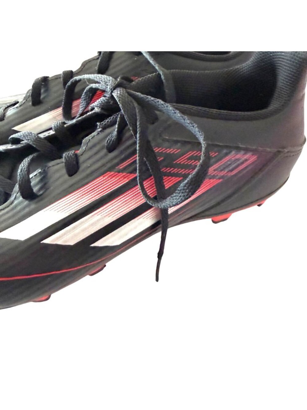 Adidas F50 League Soccer Cleats 9.5 US Mens Fiberskin Black Red Lightweight FG - Picture 3 of 6